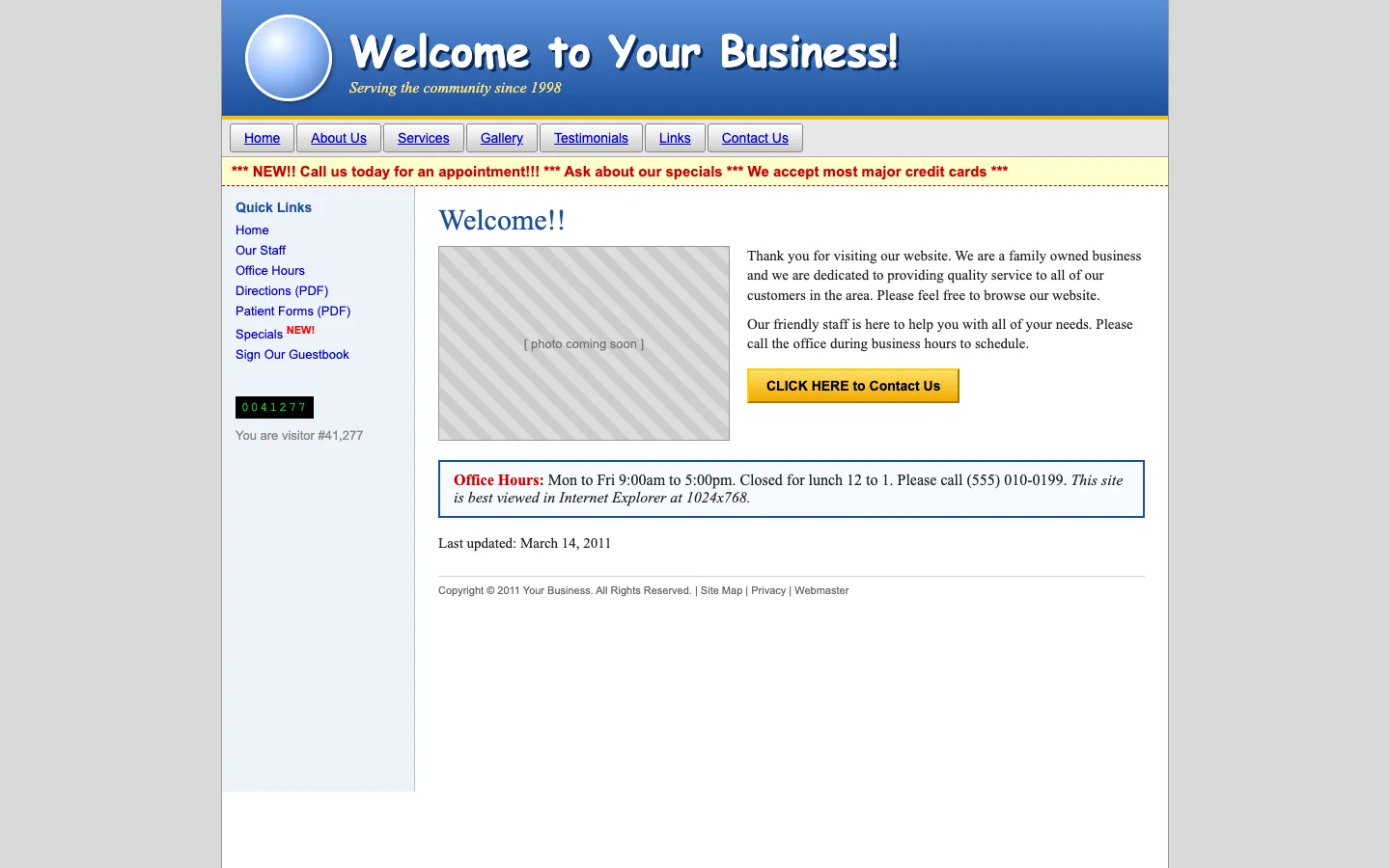 A dated sample website